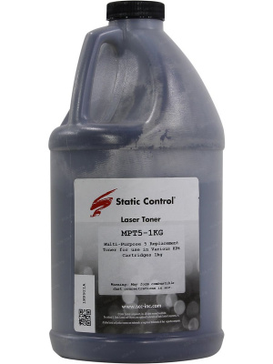 Тонер Static Control Универсальный для HP LJ 1200/4100/5000, MPT5, Bk, 1 кг, флакон