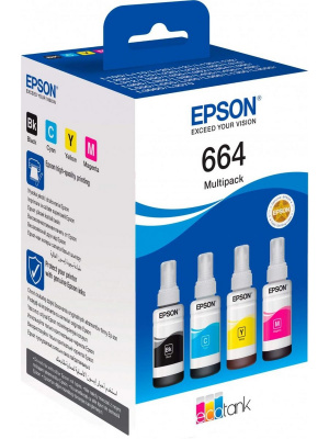 Чернила Epson L100/110/200/210/300/355/550/555 (O) 4 цвета мультипак C13T66464A