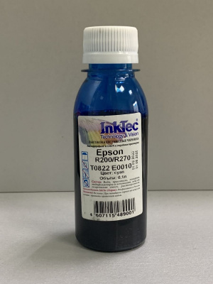 Чернила InkTec (E0010) для Epson R200/R270 (T0822), C, 0,1 л.
